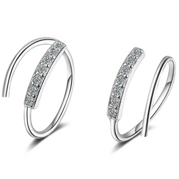 

ramos exquisite s925 wavy earrings single row cubic zircon ring earrings, Golden;silver