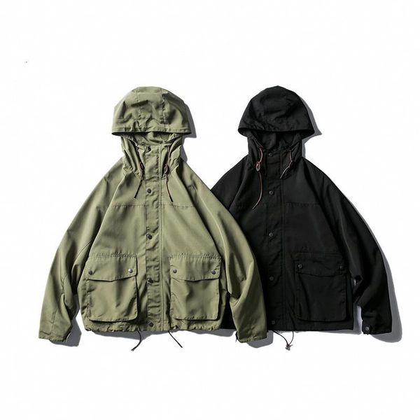 

American casual jacket men's multi-pocket workwear jacket loose all-match hoodie jacket top fashion brand men 1D76