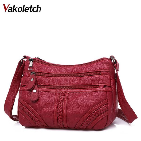 

multi-layer crossbody bag quality small bag brand red handbag purse fashion women pu soft leather shoulder kl714