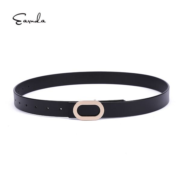 

earnda belt woman genuine leather belt simple casual ladies waistband fine leather oval buckle, Black;brown