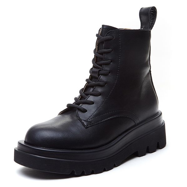 

2020 autumn early winter shoes women boots genuine leather footwear women ankle boots black height increasing 3cm a2820