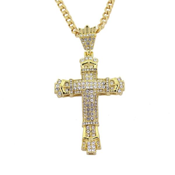 

pendant necklaces foreign trade explosion models environmental protection zinc alloy hip-hop retro hollow cross necklace, Silver