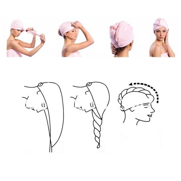 

magic quick-dry microfiber hair towel hair-drying ponytail holder cap towel lady microfiber hair towel hat cap high quality