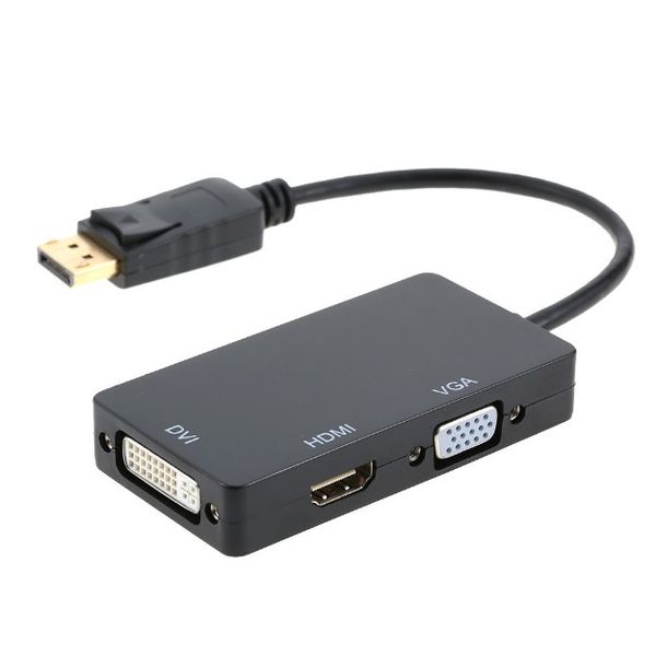 

1080p dp to hdmi dvi vga 3 in 1 converter adapter cable for macbook pc lap30pcs/lot