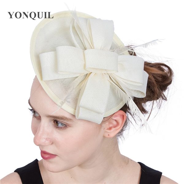 

new style 15 colors hair bows on fascinator hats attractive fashion wedding fascinator headbands feather hats diy hair accessories syf214, Slivery;golden