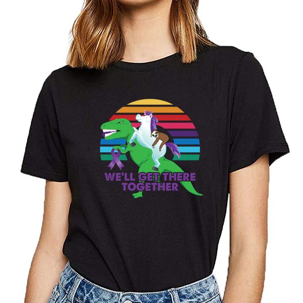 

t shirt women lupus or cancer awareness sloth unicorn trex vogue vintage cotton female tshirt