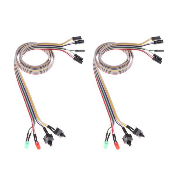 

2x deskcomputer case atx power on reset switch cable with hdd led light