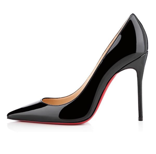 

2020 designer fashion luxury women's high heels party wedding, pointed high heels red bottom dress shoes black patent leather pointed t