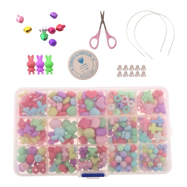 

420pcs assorted shape jewelry beads set accessories toys for diy kids jewelry making bracelet necklace toys
