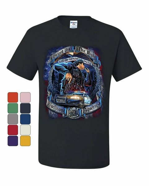 

police backbone of america t-shirt valor service duty cop patrol tee shirt(1