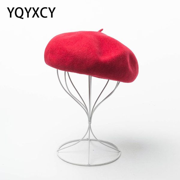 

berets 100% wool beret women hat soft solid color autumn winter hats for lady vintage bonnet chapeau femme painter cap 2021, Blue;gray