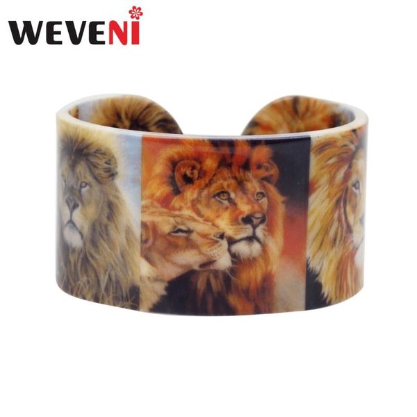 

bangle weveni plastic lion bangles bracelets fashion africa jungle animal craft jewelry for women girl teens gift accessories wholesale, Black