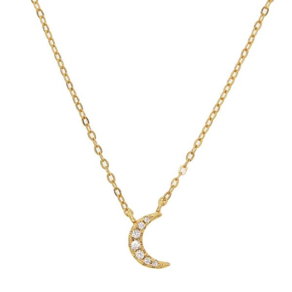 

chains minimal minimalist delicate dainty silver jewelry 925 sterling tiny moon charm gold vermeil necklace