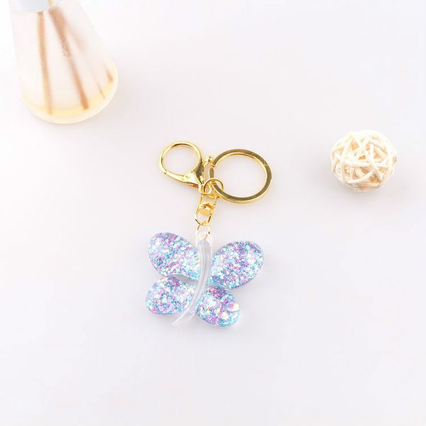 

key chain 7 colors butterfly acrylic key chain colorful butterfly keychain bag key ring wholesale at low prices lady keychain 2020, Silver