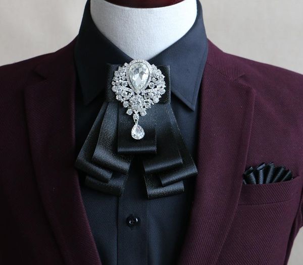

original design high-end fashion new high-end casual wild business black white diamond groom british korean bow tie, Black;gray