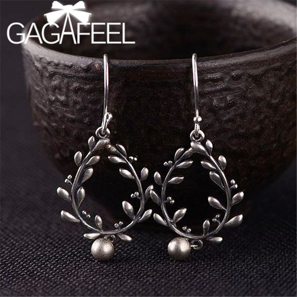 

dangle & chandelier gagafeel thai silver retro leaves earring fancy leaf design large boho earings s925 sterling for women jewelry