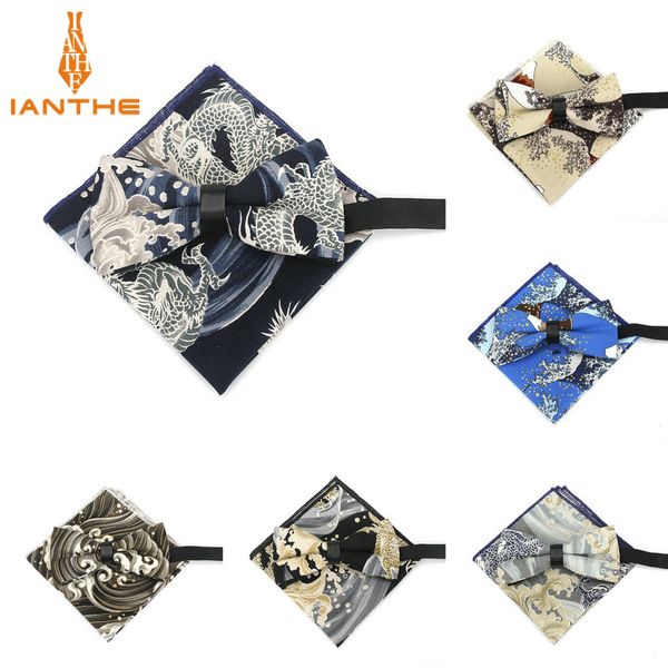 

brand new men's cotton adjustable suits navy bow tie pocket square set bowtie handkerchief set wedding party butterfly 2pcs/set, Blue;purple