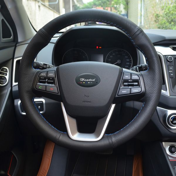 

nappa leather steering wheel cover for ix25 2014 2020 2020 creta year braid on the steering wheel