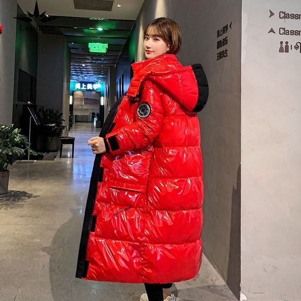 

leiouna solid thick full casual jackets zipper coats 2020 new fashion metal long winter warm parkas women cotton jacket outwear, Black