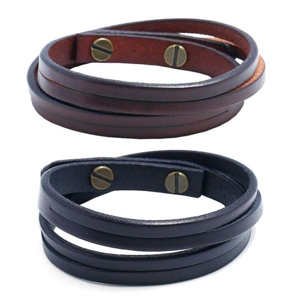 

hip hop punk cowhide leather couples lovers men women bracelet retro cowboy outdoor sport body jewelry gift, Black