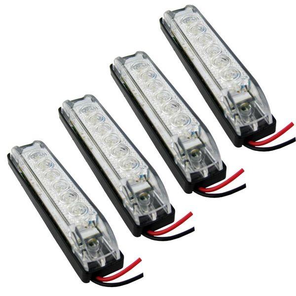 

4pcs 4inch utility slim line strip light white rv boat vehicles 12v 6 led clear lens