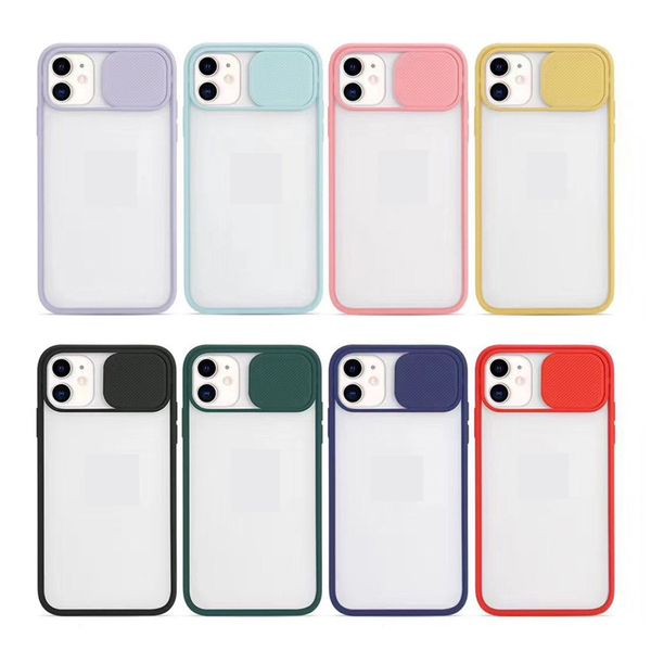 

frosted translucent shockproof lens slide phone cover for iphone 12 11 pro max xr xs 8 7 6s plus samsung s20 note20 slide camera hard case