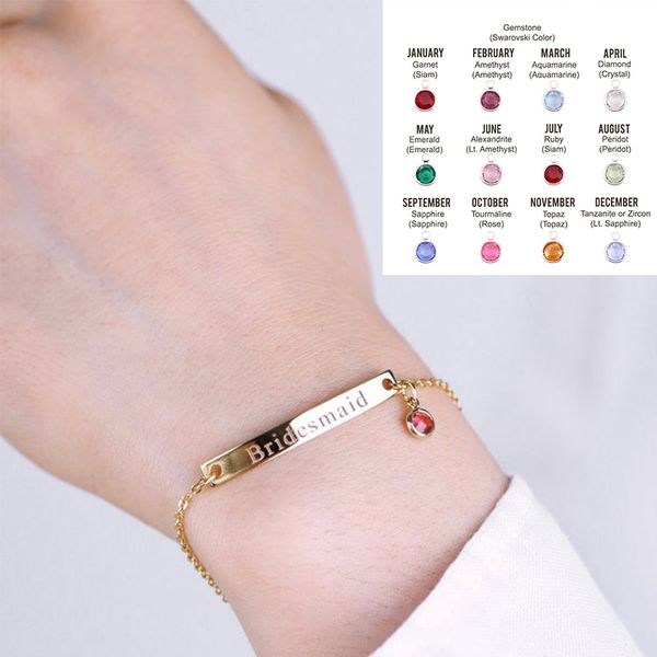 

lateefah custom stainless steel nameplate bracelet gold women girls family birthday stone bracelets birthstone jewelry gifts, Black