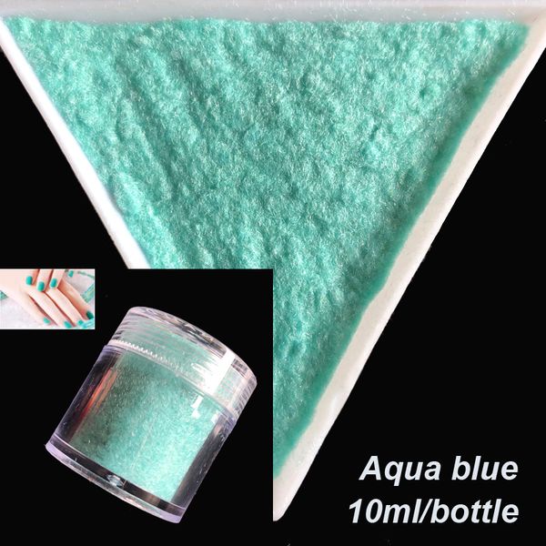 

10g/bottle 3d candy aqua blue manicure velvet powder nail decoration fuzzy flocking nylon powder for nail glitter art tips 2410, Silver;gold
