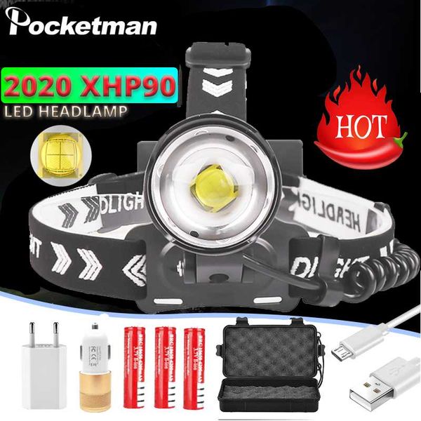 

headlamps 20000lumen xhp90.2 headlamp led fishing headlight ultra powerful head lamp zoomable usb 18650 light camp lantern