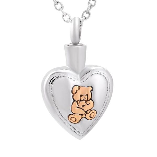 

chains ijd9837 teddy bear pet stainless steel cremation ashes pendant memorial souvenir keepsake necklace jewelry, Silver
