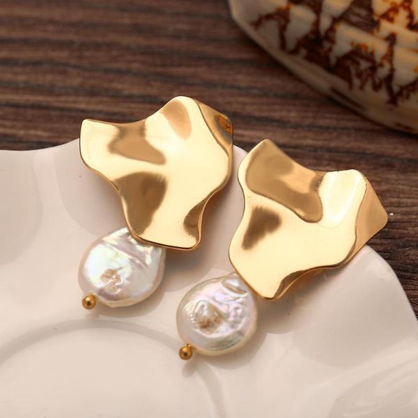 

freshwater big drop dangle earrings 2020 for women brincos bohemian natural pearl earring gold handmade statement jewelry gift, Silver