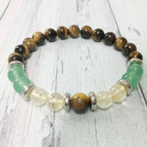 

mg0343 new design natural gem stone energy bracelet tiger eye green aventurine bracelet natural yellow crystal mala jewelry, Black