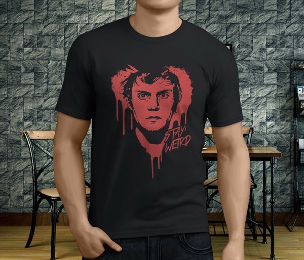 

new popular stay weird evan peters mens black t-shirt s-3xl