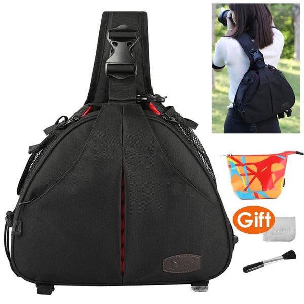 

camera/video bags camera video sling shoulder cross body triangle package bag case waterproof w/ rain cover men women soft padded for