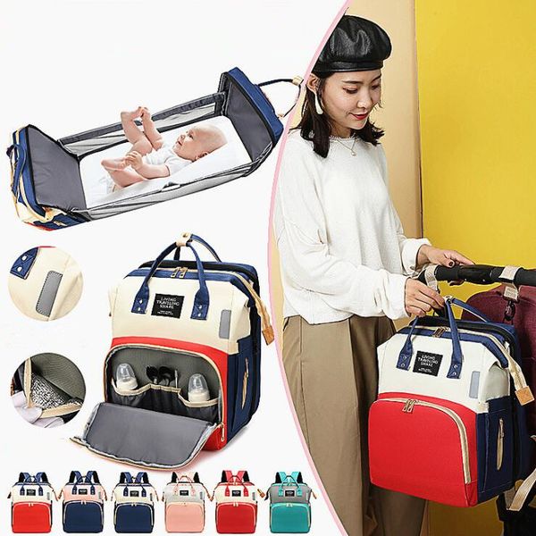 

diaper bag multifunctional baby folding bed bags moms and dad backpack maternity nursing handbag stroller bag drop shipping