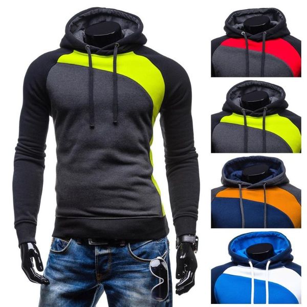 

men's hoodies & sweatshirts zogaa pullovers men autumn thick hooded man patchwork hip hops males casual brand clothing, Black