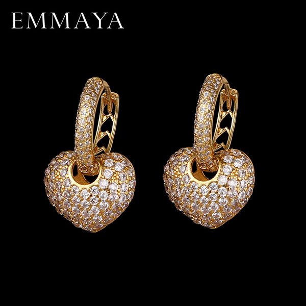 

dangle & chandelier emmaya luxury heart shape earrings pave setting with cubic zirconia wedding earring for women jewelry brincos, Silver