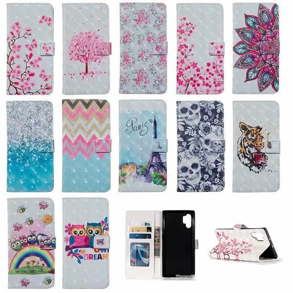 

3d leather wallet flower tiger skull owl tower card slot flip cover case for samsung a20e a60 a80 a40 a50 a70 s8 s9 plus s7 a20 a30