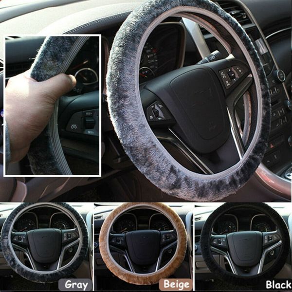 

new arrival universal warm soft fuzzy plush car auto steering wheel cover for winter 4 colors