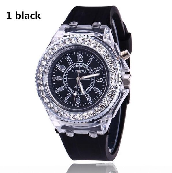 

new luminous diamond watch fashion trend men woman watches lover color led jelly silicone geneva transparent student wristwatch couple gift