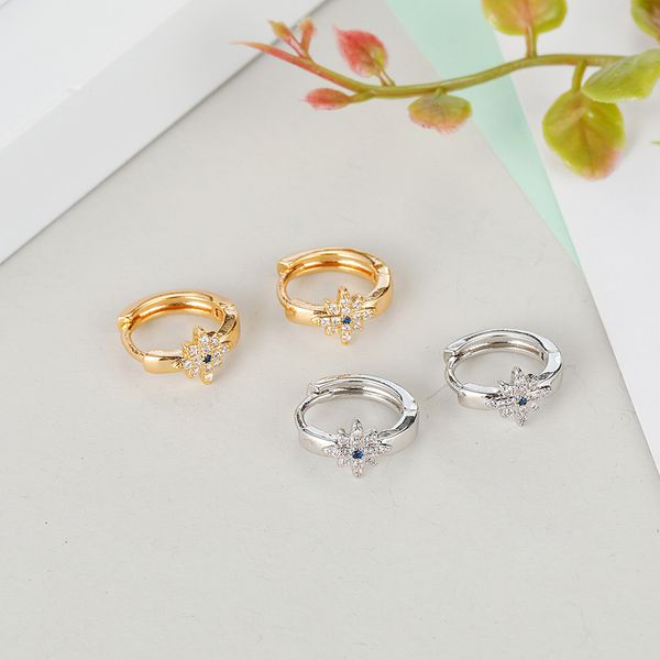 

wtltc чувствительной циркон star хооп серьга для женщин 1.5cm малых подвески обручей серьги простых starburst huggies ювелирных изделий, Golden;silver