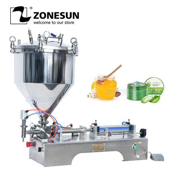 

zonesun zs-gtp1 pressurized paste filling machine for viscous liquid honey sauce cosmetic gel cream beverage machinery