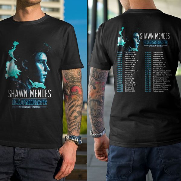 

new shawn mendes tour dates 2017 men's t-shirt black 100% cotton brand new t shirts tee casual printed tee plus size