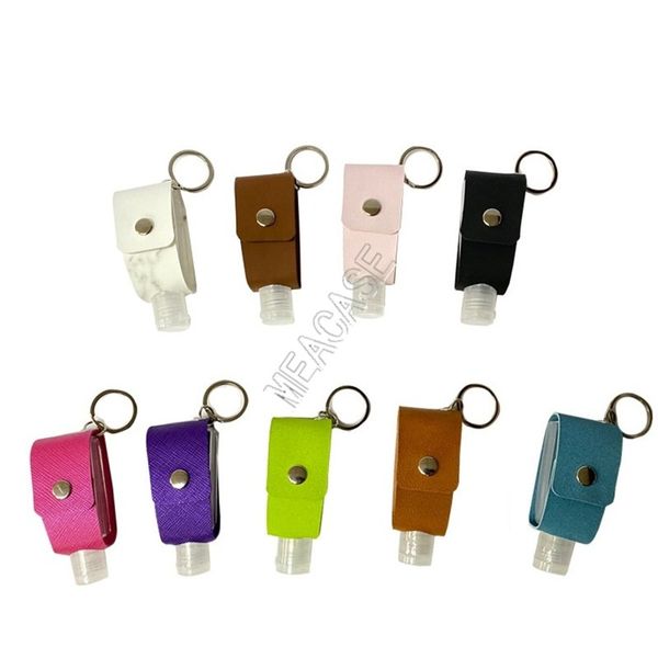 

pu leather 30ml hand sanitizer bottle cover alcohol perfume bottle cover disinfectant bag pendant protective cover keychain d92104, Blue