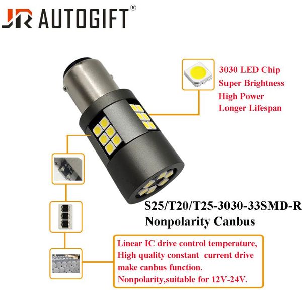 

4pcs car-styling turn signal light 12v-24v 1156 ba15s p21w bay15d t20 7440 3030 33smd car led light error built in canbus