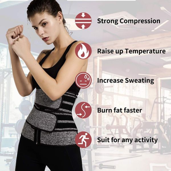 

2020 new waist trainer corset sweat belt for women compression trimmer workout fitness, Black;brown