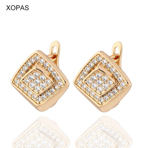 

xopas novel fashion cubic zirconia jewelry gold color earring jewelry simple square design earrings for women party, Silver
