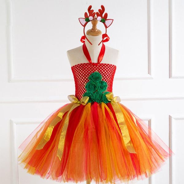 

girls dress kids child girls cartoon princess pageant gown christmas party wedding dress vestido menina meisjes jurk robe fille, Red;yellow