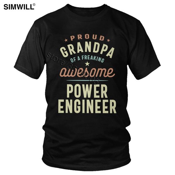 

retro proud grandpa of a power engineer t-shirt short sleeves tee awesome men cotton t shirt oversized summer clothes