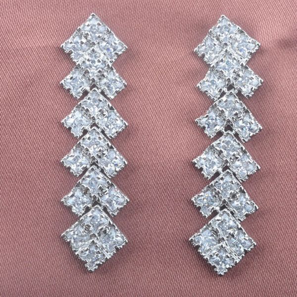 

white cubic zirconia for women drop earrings jewelry ls016, Silver